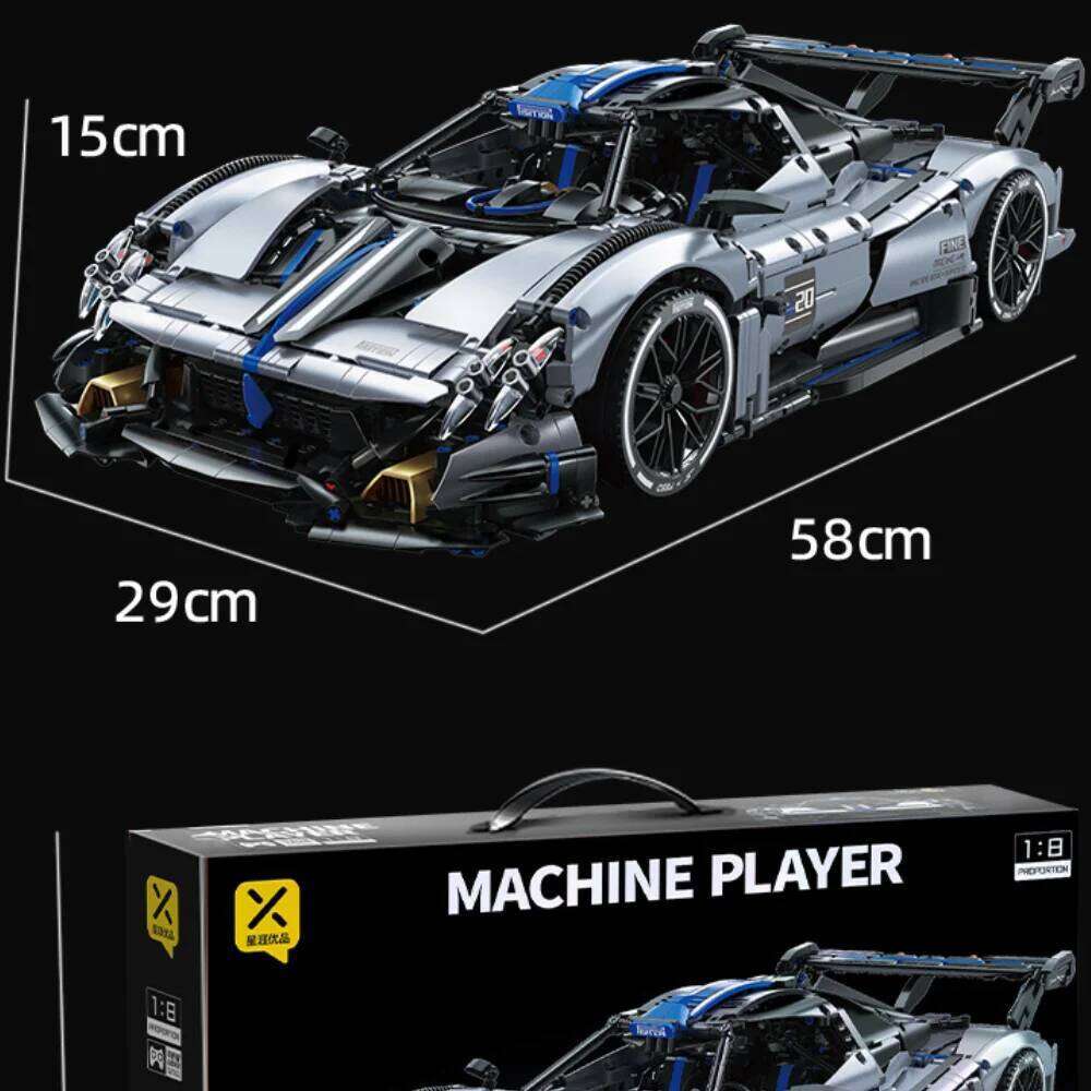 TOYLINX 3526pcs Silver-Blue Technic Racing Building Blocks Set 1:8 Scale Super Sports Car Model Ideal Bricks Boy Gift Z260305