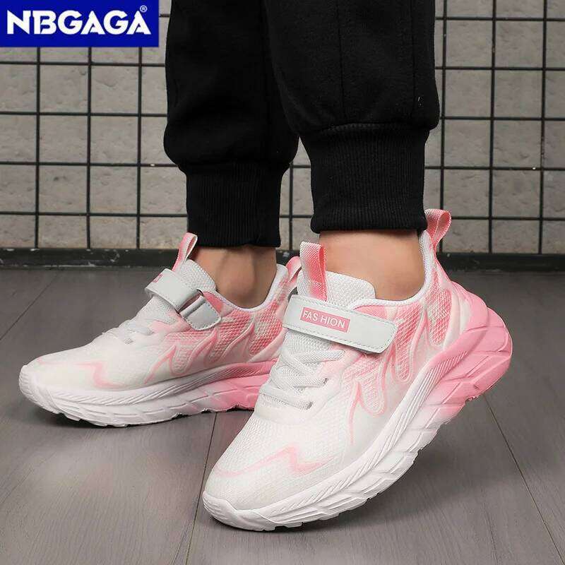 Girls Casual Lightweight Breathable Sneakers Pink Kids Non-slip Sports Running Shoes Outdoor Children Tennis Hook & Loop 26Y0304