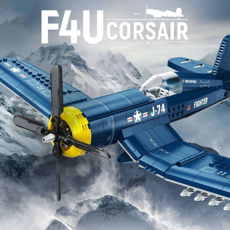 F4U Corsair Fighter Building Blocks,WW2 Army Navy Airplane Model Bricks,Home Decoration Assembling Toys,For Children Boys Gifts Z260306