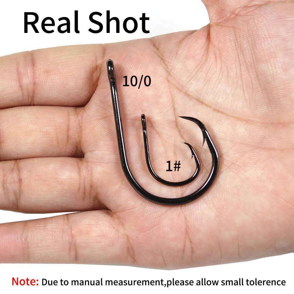 Elllv 20pcs Saltwater Fishing Inline Circle Hook Black Nickel Strong Fishhook 1 1/0 2/0 3/0 4/0 5/0 6/0 7/0 8/0 9/0 10/0 S260305