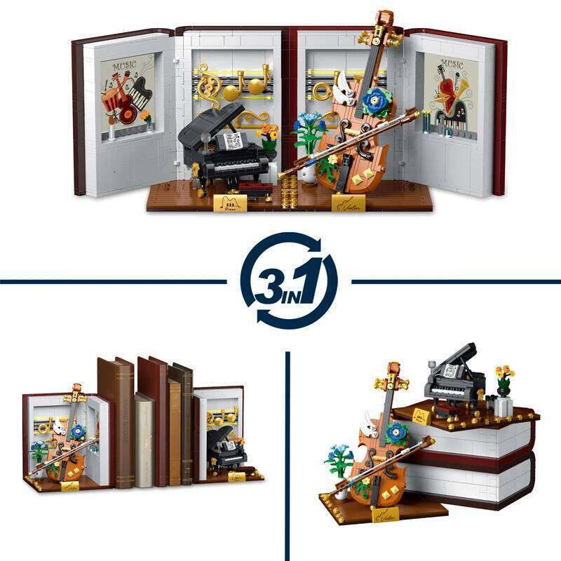 1520PCS 3-IN-1 Piano violin Musical Instrument Bookend Building Blocks Model Creative Bricks Toy for Chridren Birthday Kids Gift Z260306