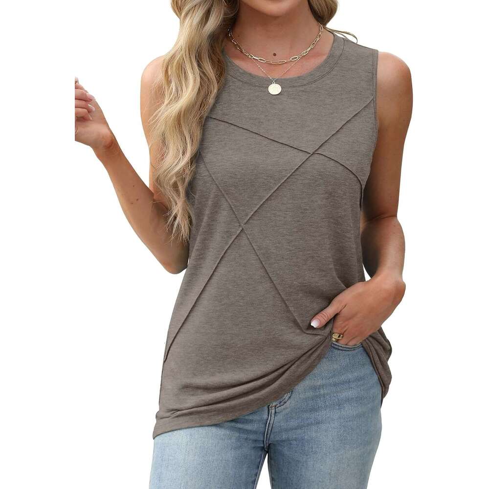 Women's Sleeveless Summer Designer Crewneck Loose Fit Tank Tops