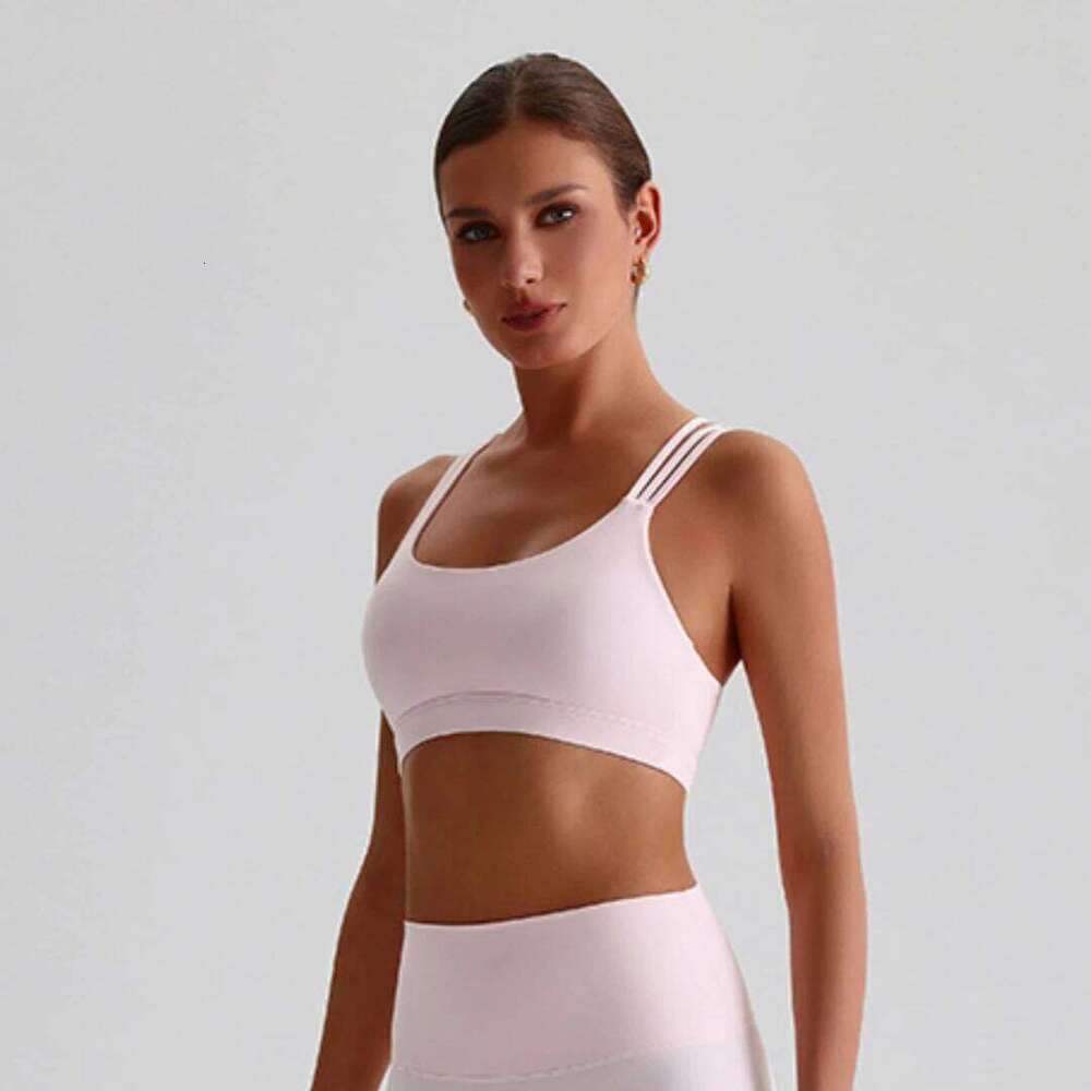 Solid Color Butter Gym Yoga Underwear Women Cross Shoulder Straps Fitness Sport Bra High Push Up Top With Pad 26Y0306