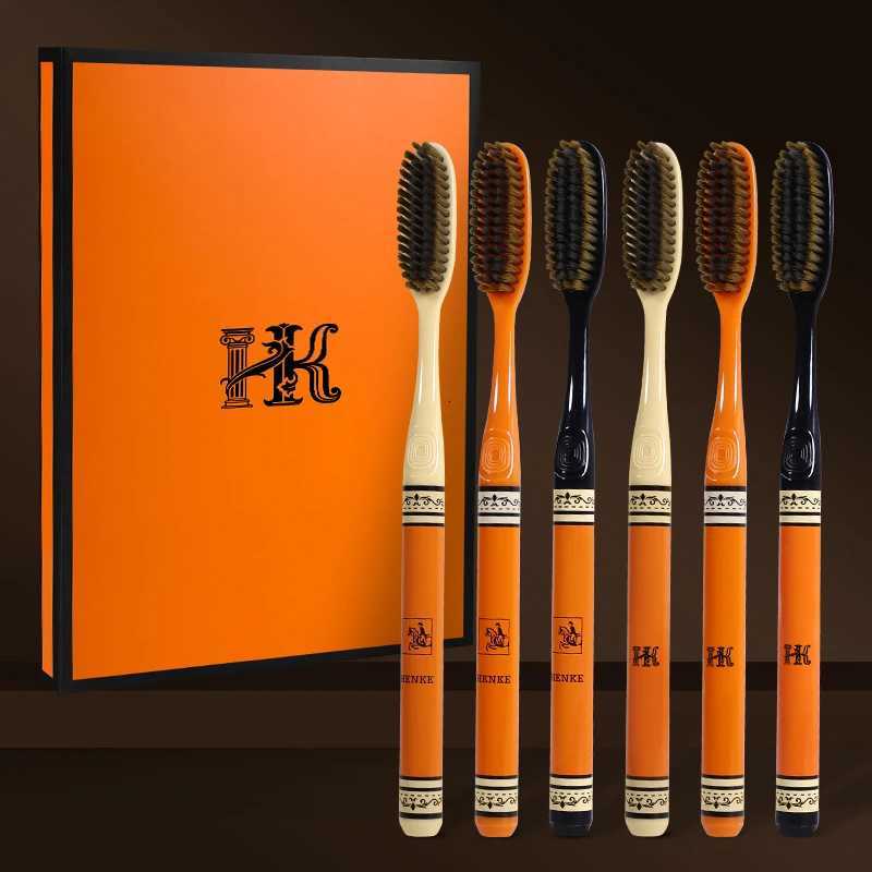 6-Pack Adult Soft Bristle Toothbrushes Extended Head Efficient Cleaning Gift Box Set for Home Daily Use.T260306