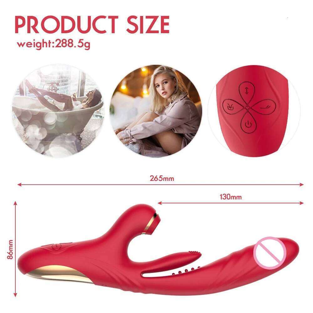 3 IN 1 Tapping Thrusting Dildo for Women G Spot Vibrator Clitoris Clit Stimulator Female Masturbator Adult Sex Toys W260305