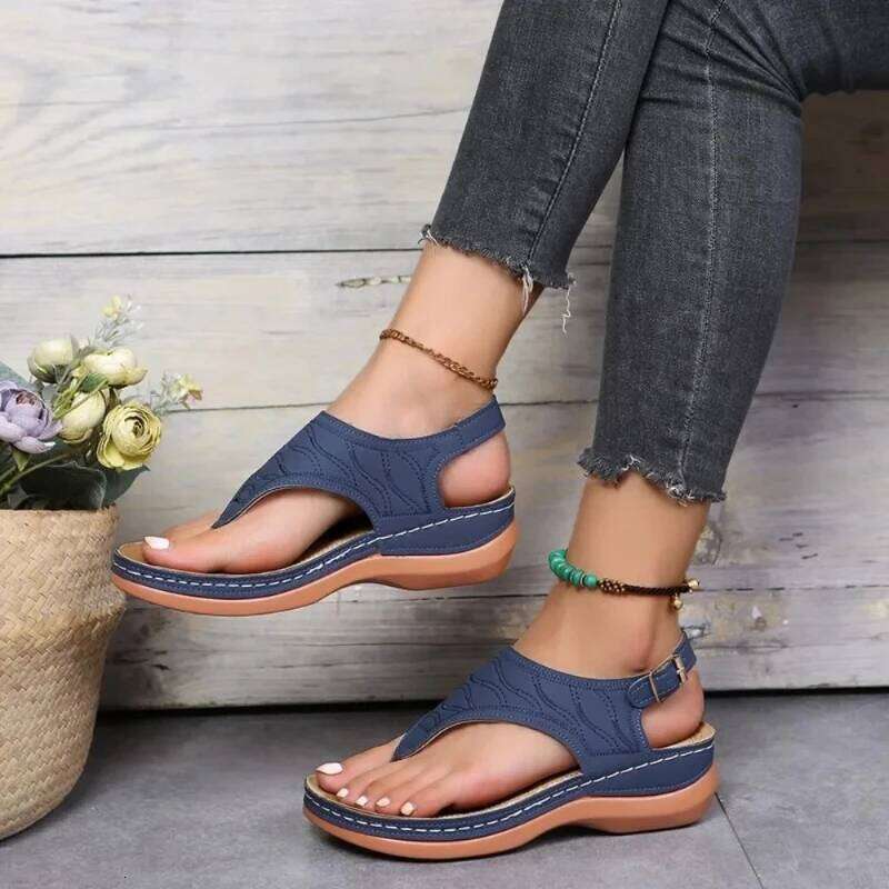 New 2025 Roman Style Buckle Belt Female Breathable Women Sandals Summer Open Toe Platform Lightweight Shoes