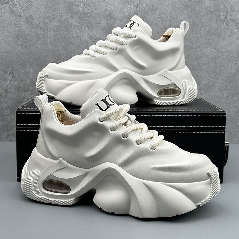 Free Shipping 2026 New Casual Shoes Thick Sole Sneakers Large Size Waterproof Leather Black White Designer Shoes for Men