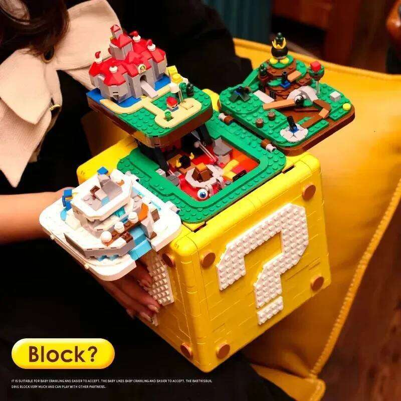 You Super Bros. Marioed series building 64 question mark blocks MOC game holiday gift for children assembly toys Z260306