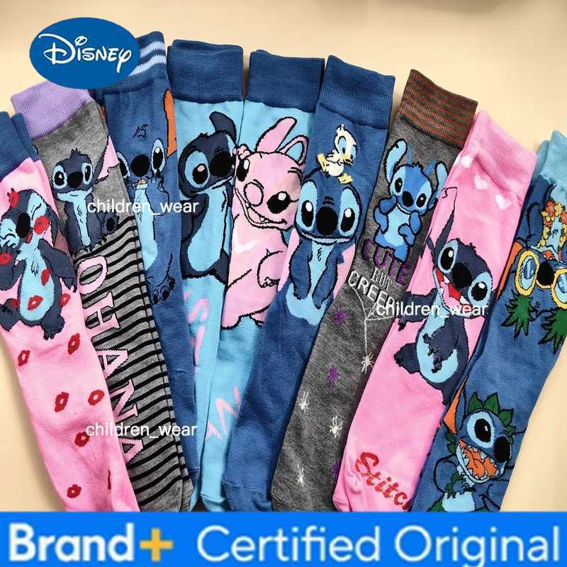 Disney Diseny Stitch Long Kids Socks Cartoon Stitch Kawaii Men Socks Creative Skateboard Socks Casual Fashion Knee-High Socks Gift Kid H260306