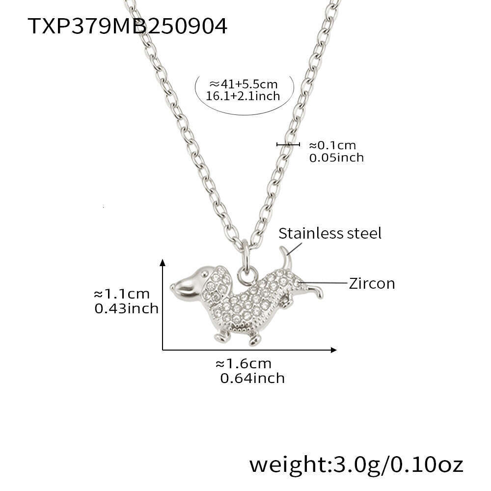 Light Luxury Cute Puppy Full-Diamond Pendant Necklace, Bracelet, Ring, Earrings, Elegant Niche Jewelry Set