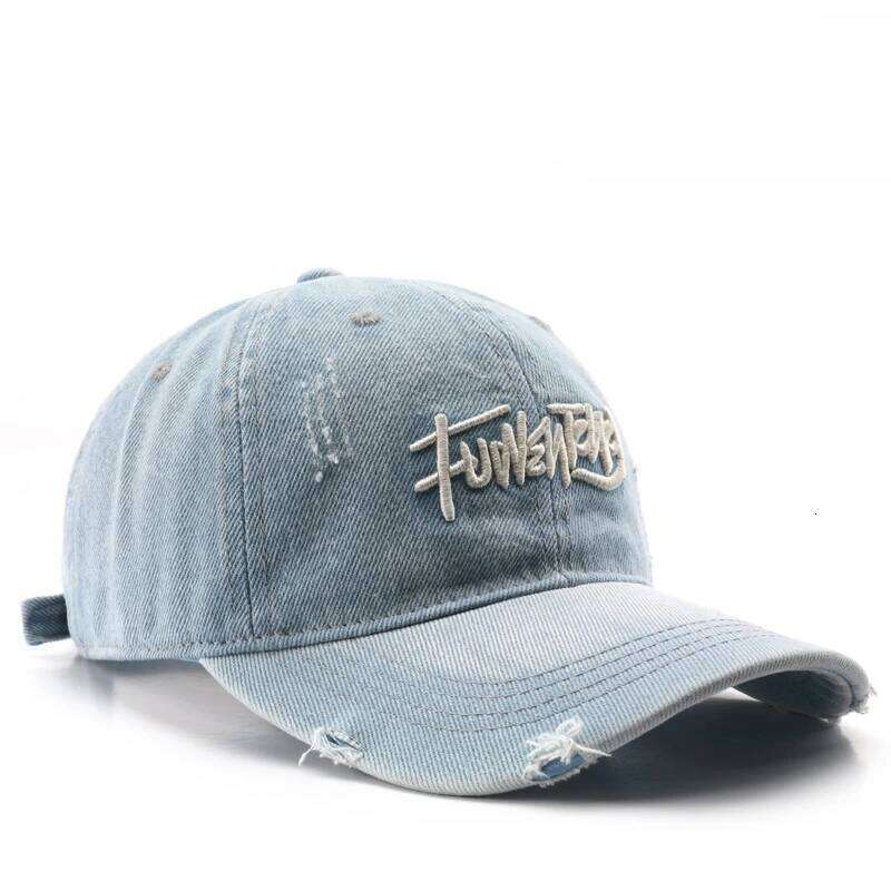 Japanese Retro Washed Denim Letter Embroidered Outdoor Sports Mens Travel Sun Hat Baseball Cap Classic Versatile Comfortable Y260304