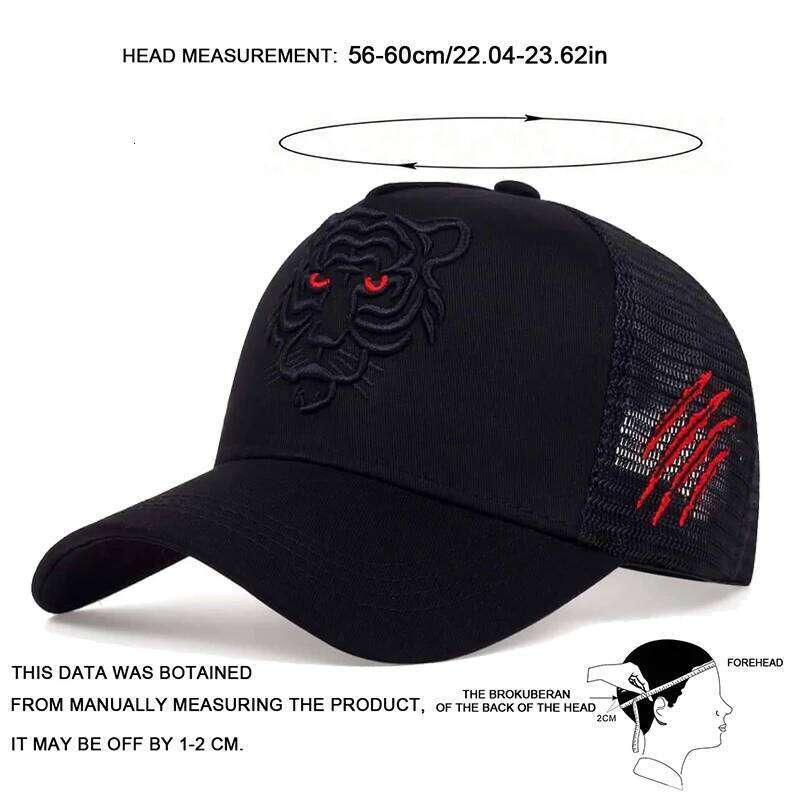 Unisex Tiger Head Embroidery Baseball Net Caps Spring and Autumn Outdoor Adjustable Casual Hats Sunscreen Hat Sports Golf Cap Y260304