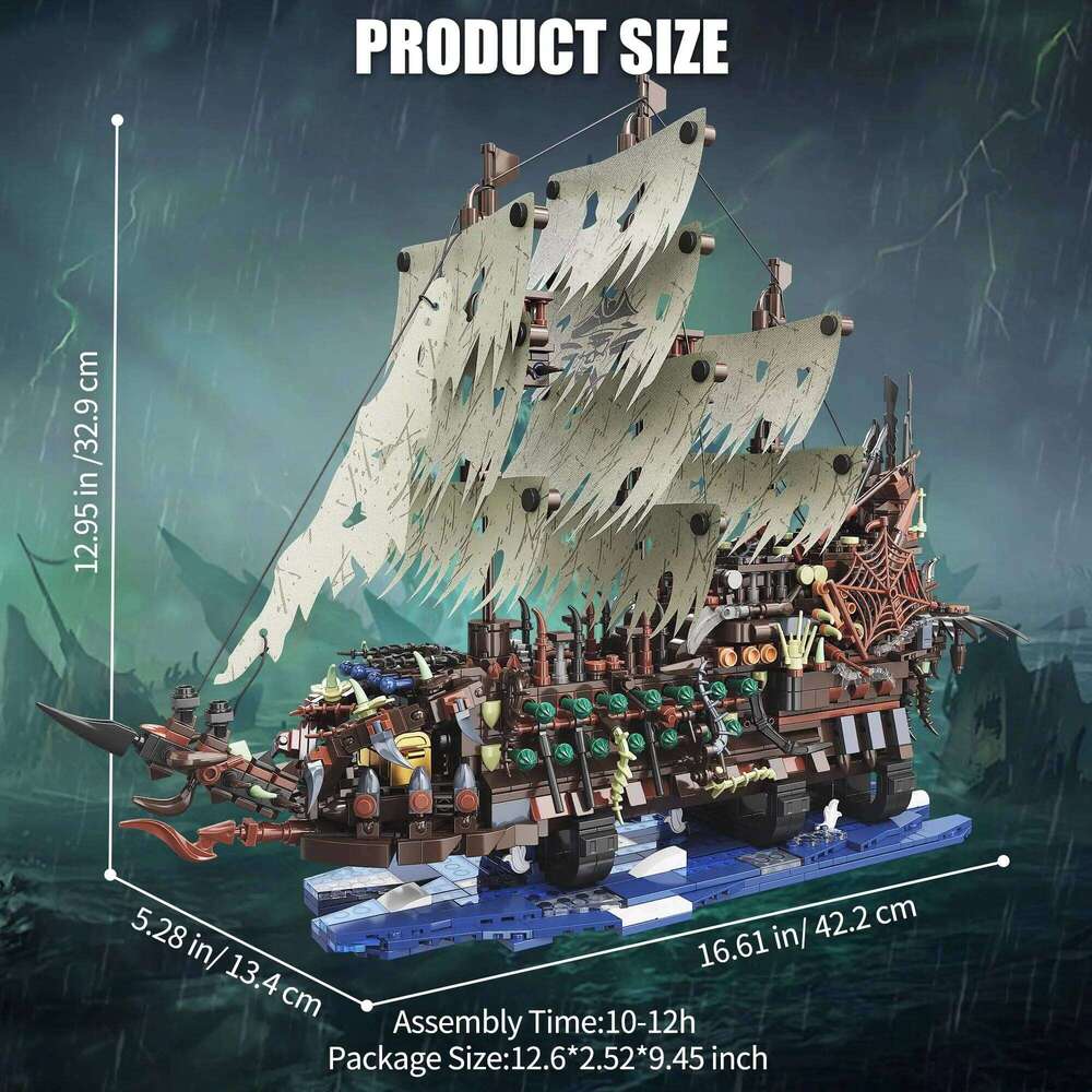 2159Pcs Pirate Ship Sets MOC Flying Dutchman Building Blocks Model Toys Christmas Birthday Gifts for Adults and Teens Z260306