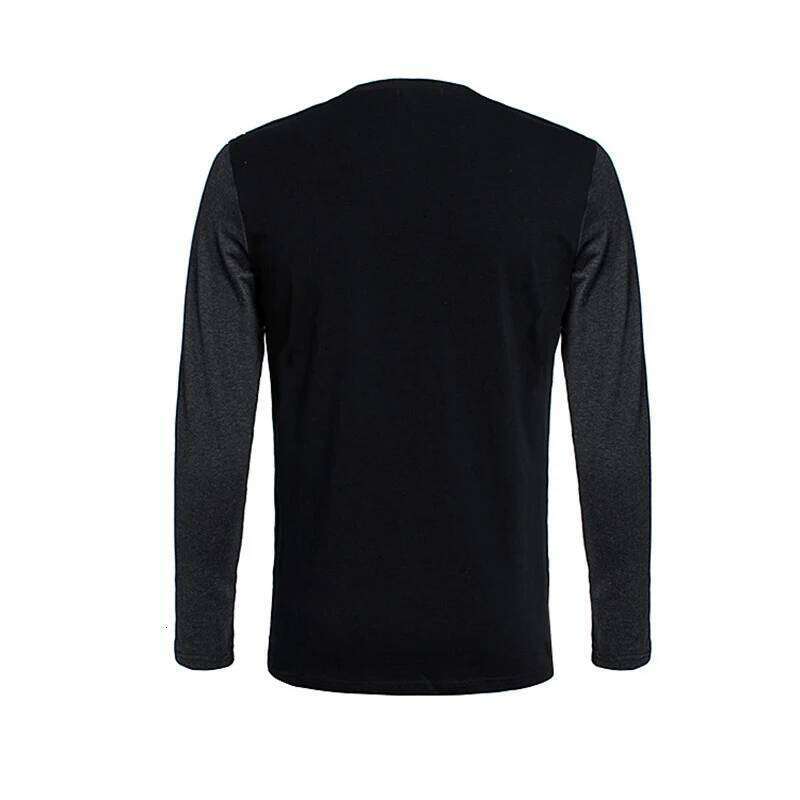 BROWON Autumn Korean T Shirt Vintage Style Patchwork Black&Gray O-Neck Long Tshirt Men Clothing Plus Size M-5XL 26H0306