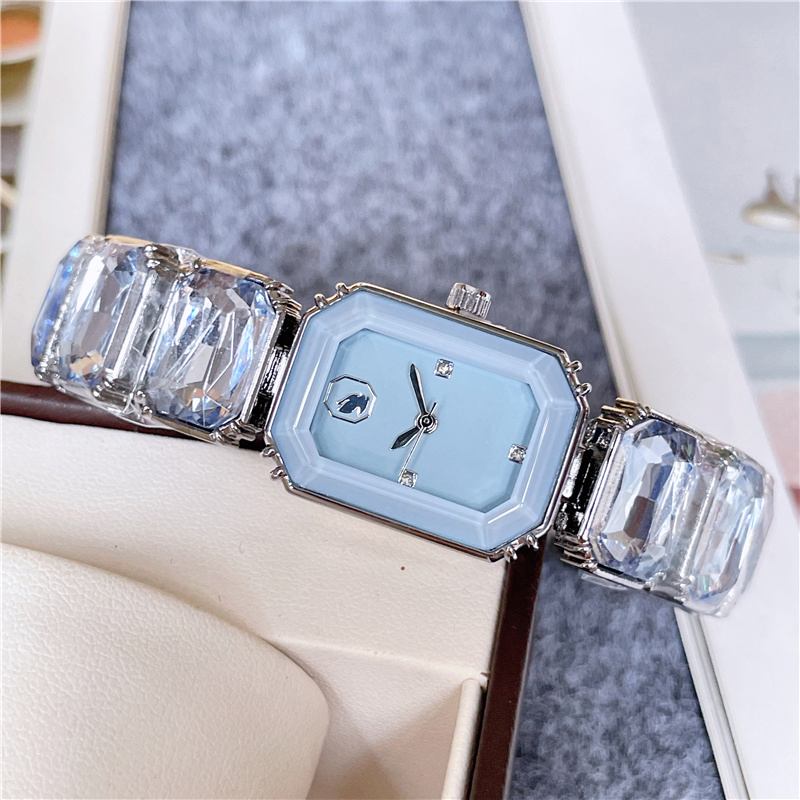 Hot Brand Wrist Watches Women Girl Pretty Colorful Gems Swan Style Style Quartz Steel Metal Band Logo Luxury Clock SW72