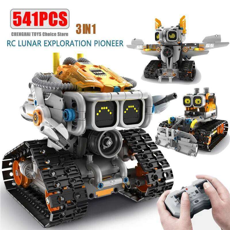 3 in 1 Remote Control Lunar Exploration Programming Truck/Bulldozer Building Blocks Stem Kits for Kids Educational Toy Boys Gift Z260306