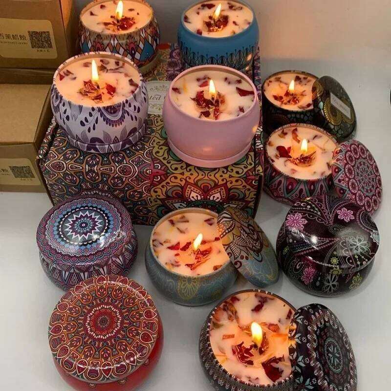 1/4PCS Vintage Scented Candles Soy Wax Jars Flower Fragrance Scent Candle Wedding Ceremony Birthday Gifts Home Decoration W260304 W260305