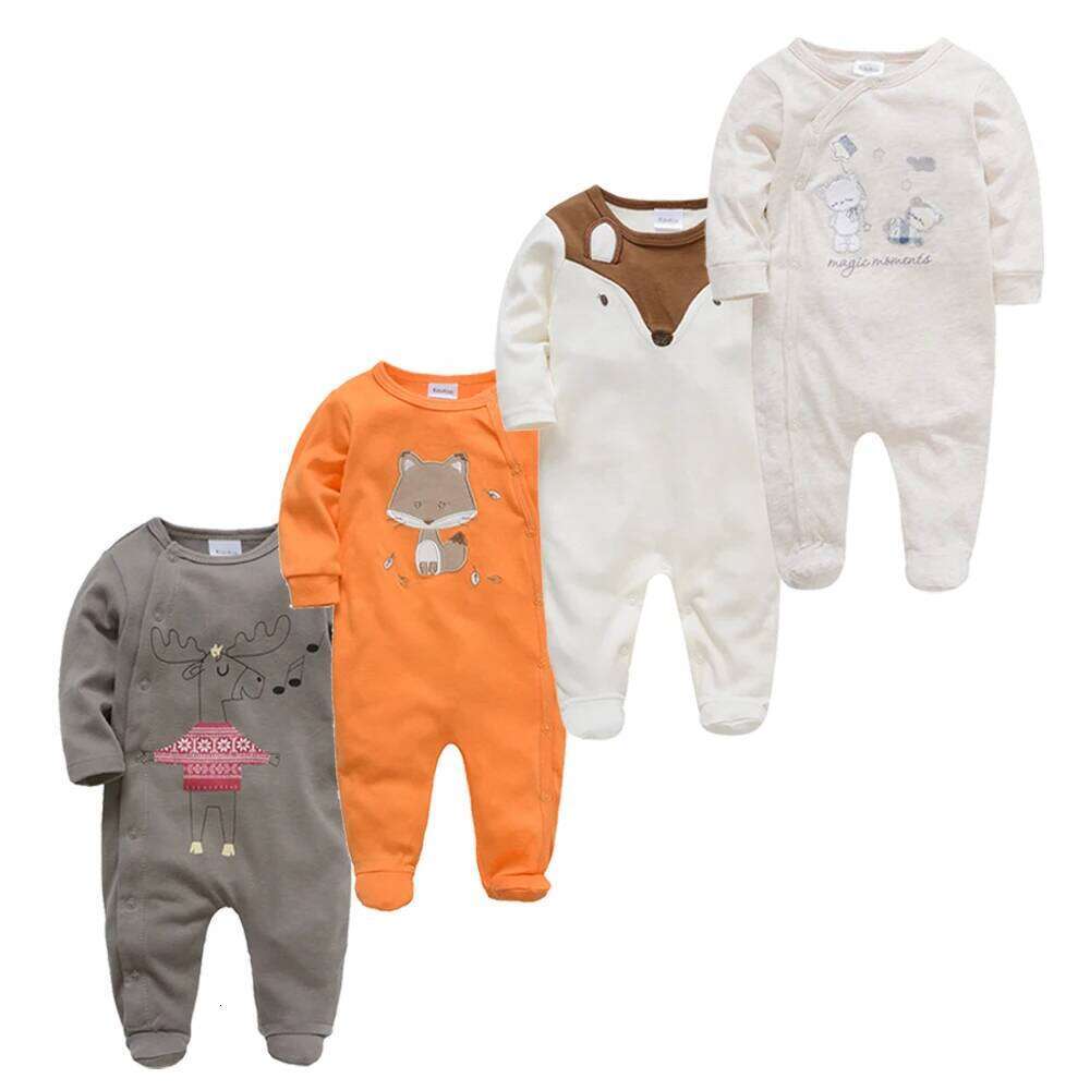 Kavkas Baby Boy Rompers 3 4 Pcs/lot Newborn Cotton Girls Clothes Long Sleeve Summer Soft Jumpsuit O-neck 0-12m Onesie Clothing Z260306