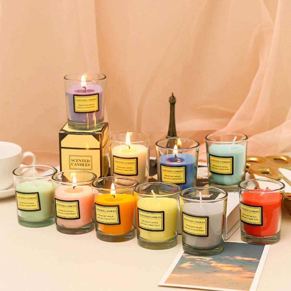 Trendy Minimalist Small Cup Frosted Glass Jar Candle 1pc Scented Home Office Decor W260304 W260305