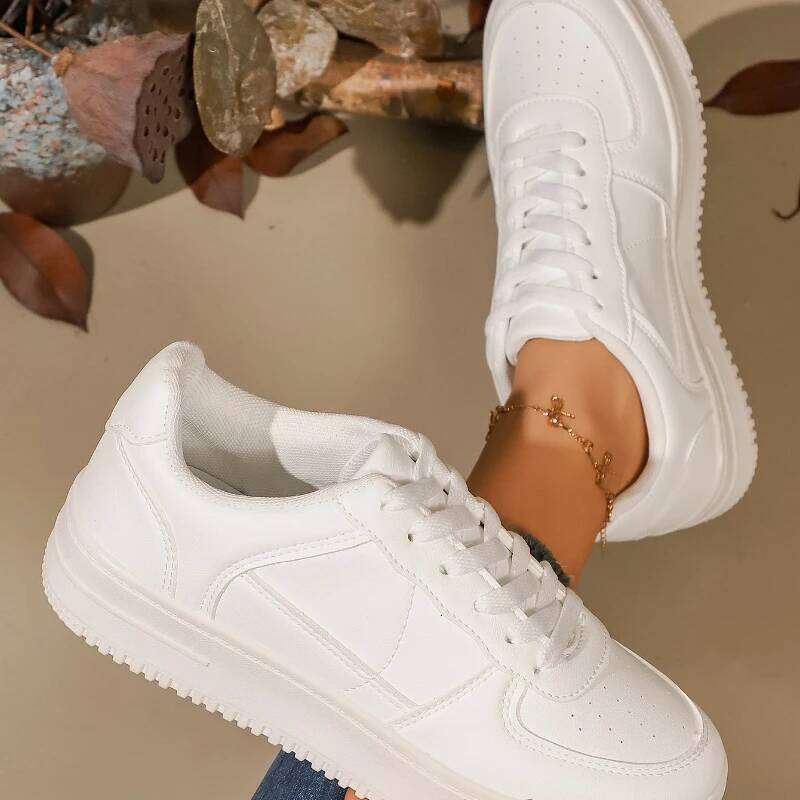 2025 new women's simple fashionable sports comfortable and versatile lace up casual shoes
