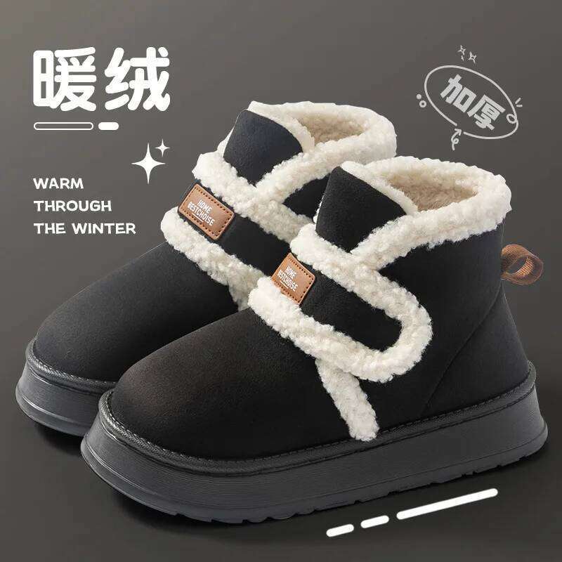 Litfun Winter Plush Lining Snow For Women Thick Bottom Fashion Outdoor Ankle Fluffy Comfy Warm Women's Cotton Boots