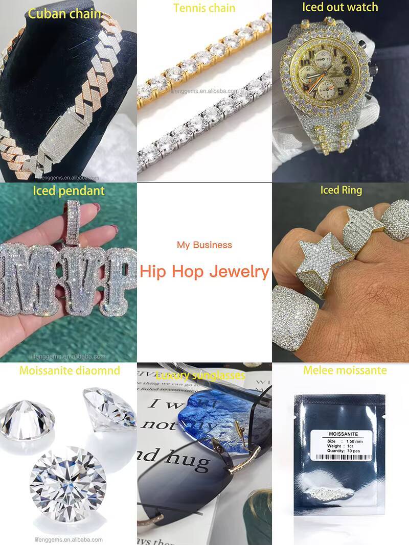 Hip-hop Style Moissanite Tennis Chain Bracelet Diamond Tester Approved Sterling Silver Pass for Necklaces Jewelry Collection