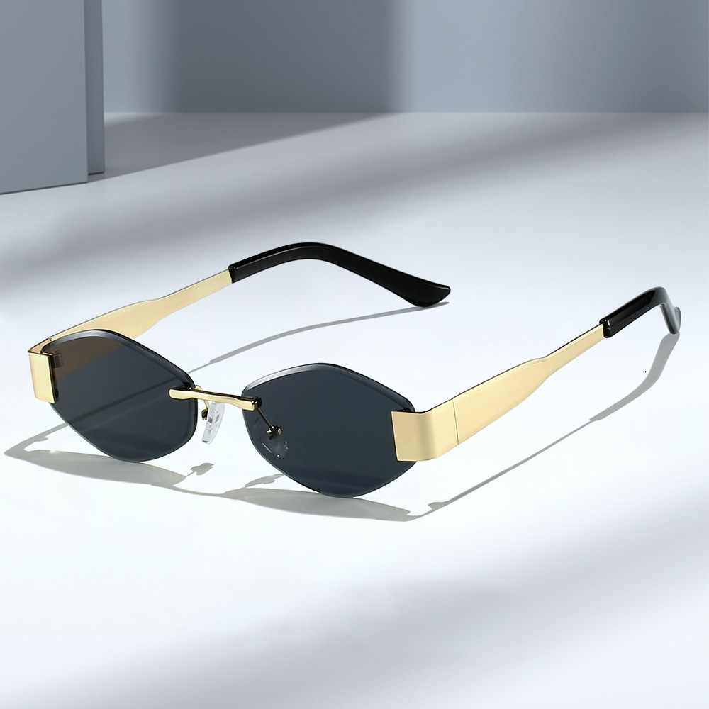 Free Shipping New Style Glasses European and American Frameless Beveled Metal Retro UV400 Trendy Sunglasses Wholesale