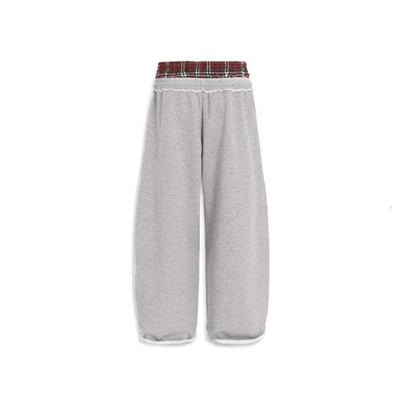 European and TK cross-border American retro striped embroidered sports casual pants, loose fit, unisex, double waistband, faux two-piece sweatpants