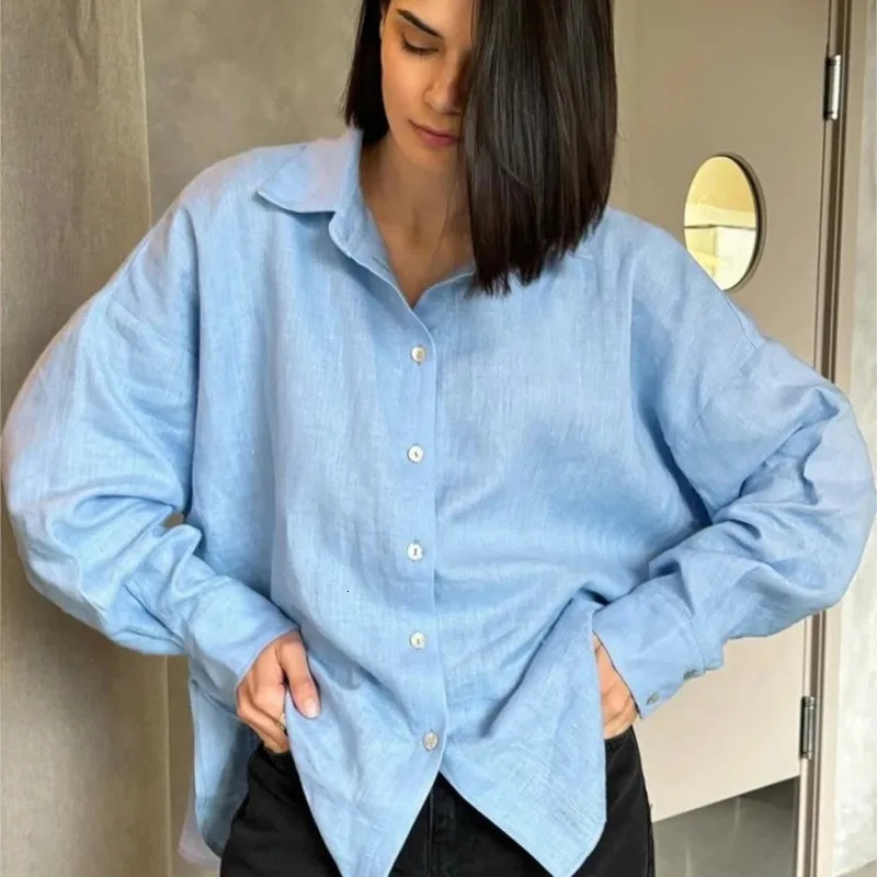 Ammug White Womens Shirt Long Sleeve Elegant Solid Blouse Woman Vintage Summer Loose Shirts for Women Basic Top Collar 260306