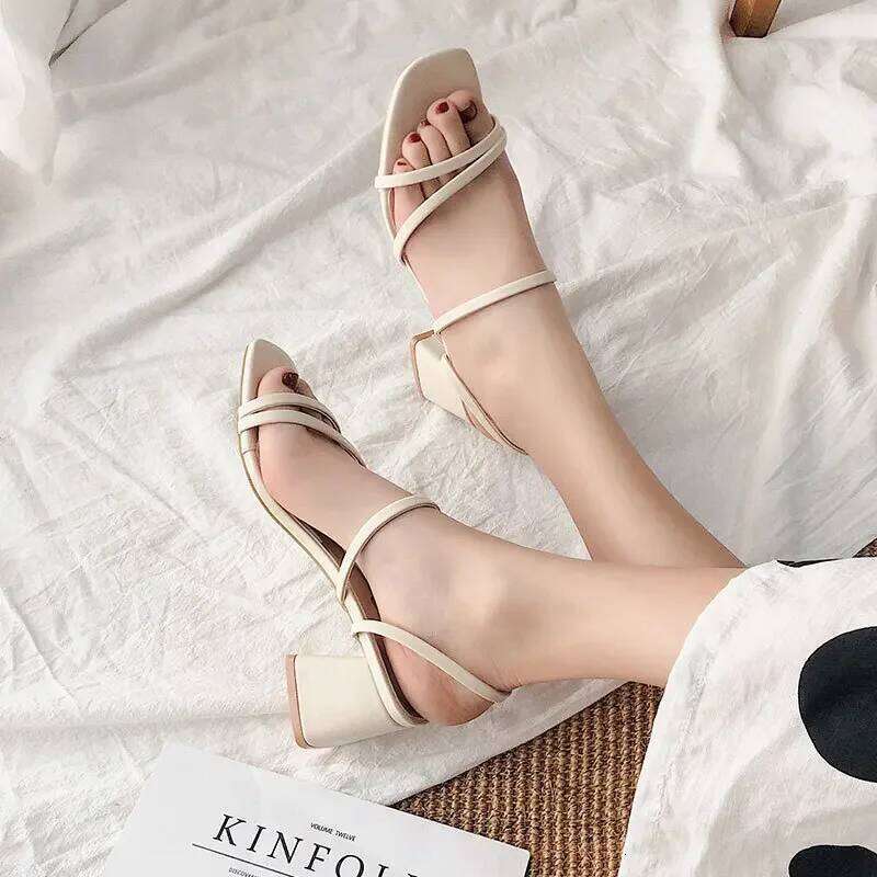 Women High Sandals Summer Casual Female Shoes Woman Square Heel Open Toe Ankle Strap Ladies Sandalias Wedge Shoe 2022 New