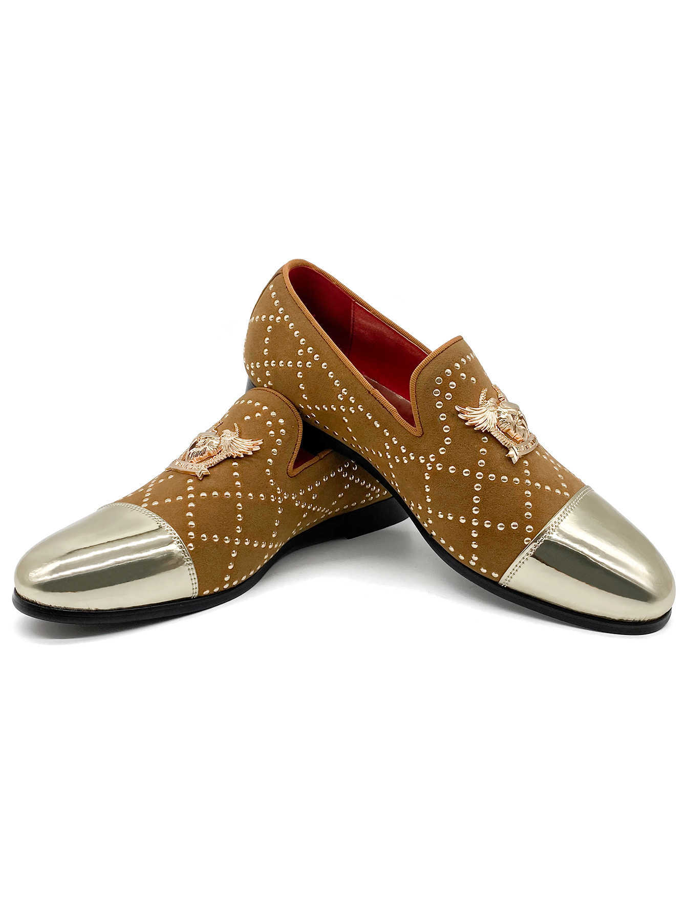 Rivets Loafers Men Dress Shoes Designer Luxury Print Mens Shoes High Quality Pointed Toes Formal Business Wedding Party Shoe E21