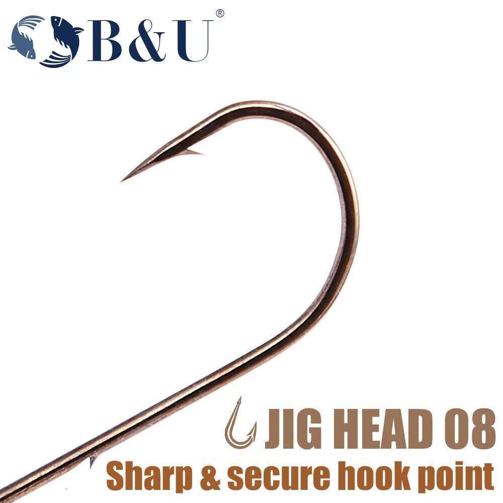 B&U 5pcs Micro Hooks Set 0.5g-4g Copper Head Mini Crank Jig Fishhook for Soft Worm Lure Fishing Accessories S260305