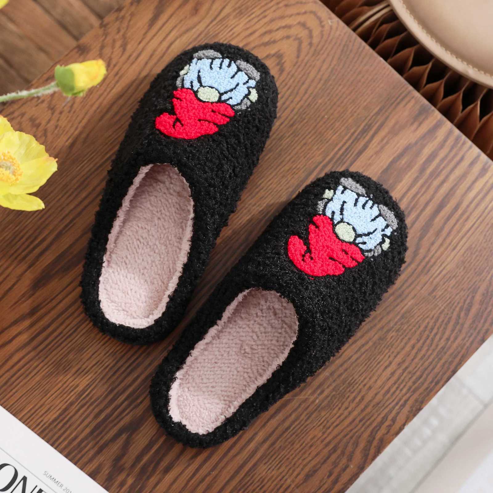 Winter home furnishings gnome dwarf pattern cotton slippers non-slip thick bottom wool cotton slippers S260305