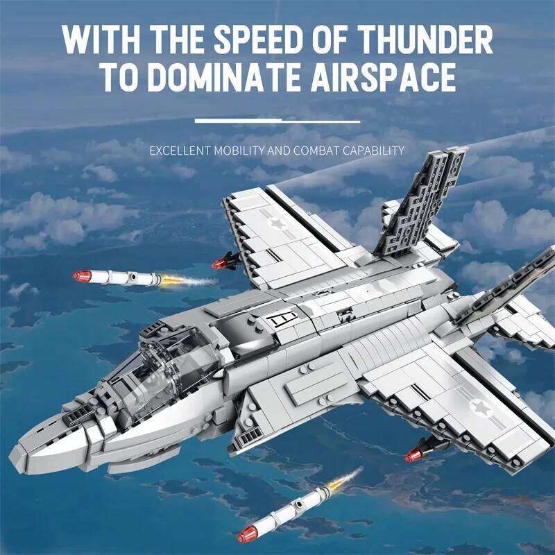 1600PCS F-35 Lightning II Fighter Jet Building Blocks Bomber Shipboard Aircraft Model Bricks Desktop Decoration Kids Toy Gifts Z260305