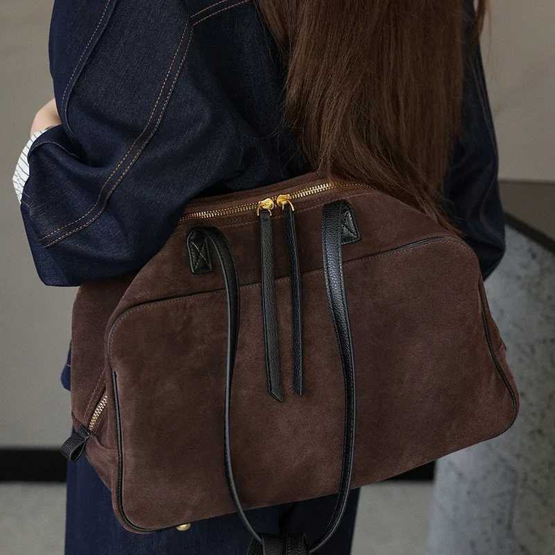 Autumn winter Womens Cow Genuine Leather Tote Bag suede commuting Cowhide Handbags Large Capacity Designer velvet Bags H260306