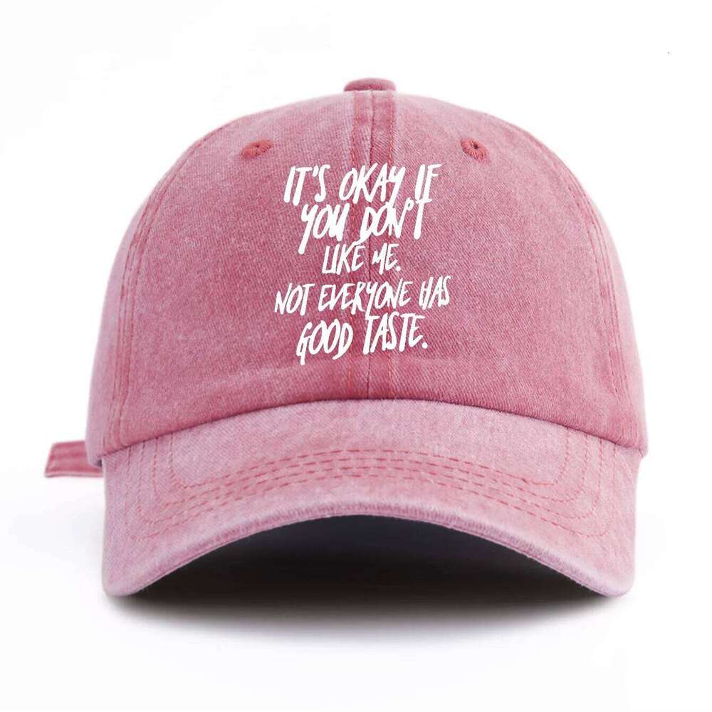 1pc IT'S OK Print Washed Baseball Cap for Adults, Minimalist Retro Style Casual Soft Adjustable Dad Hat, Perfect As Gift Y260304