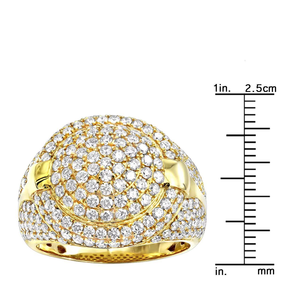 Mens 14k Yellow Gold Pinky Ring with 375 Diamond Pave Setting 12-month Warranty IGI Certified Bold Luxury Hip Hop Style