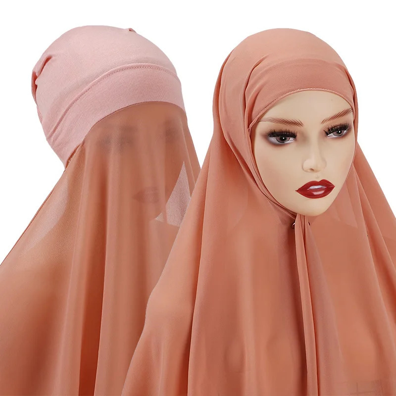 Muslim Women Bonnet Chiffon Shawl Instant Under scarf Cap Islam Inner Scarf Headband Stretch Hijab Cover Headwrap Turbante 260304