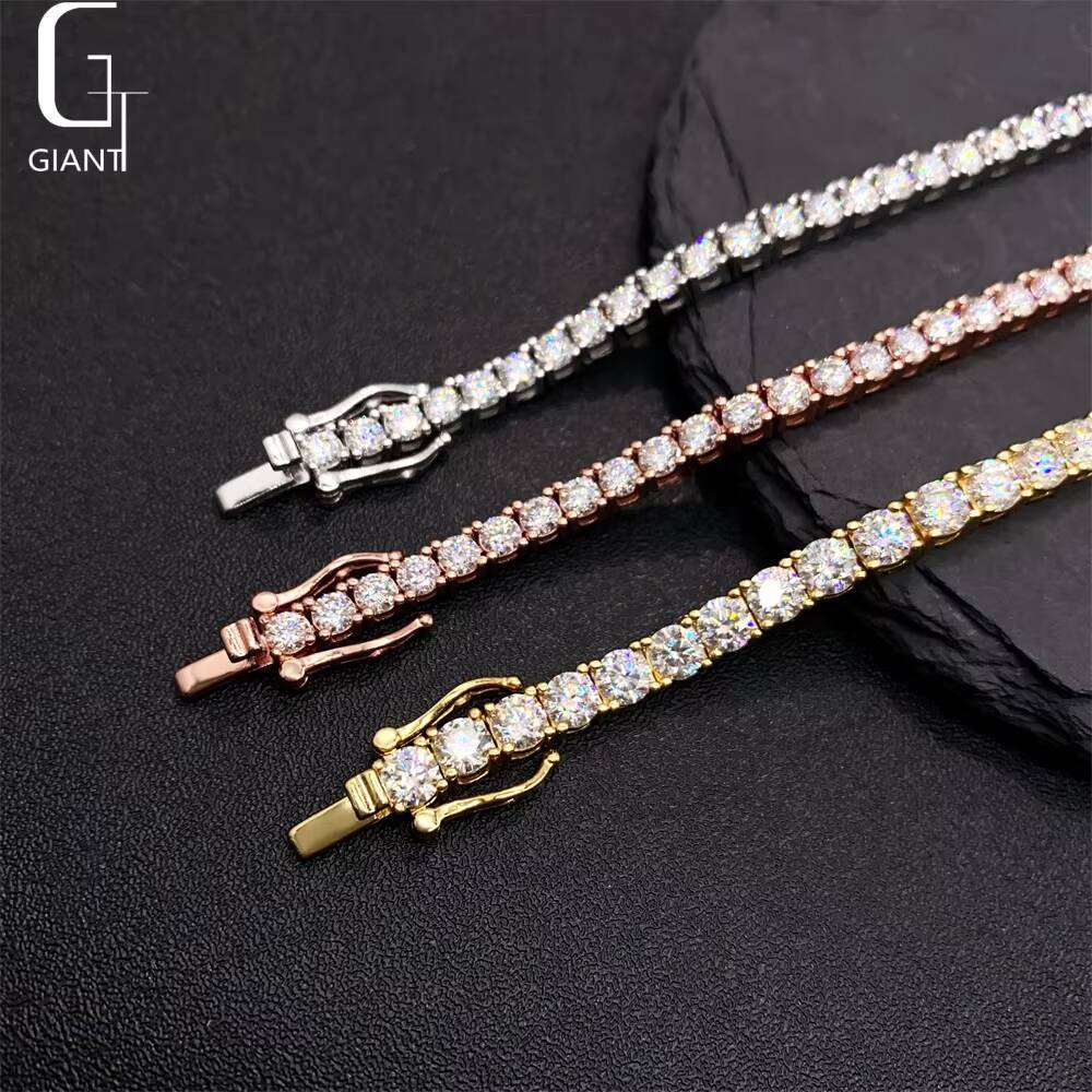 New Arrival 3mm 4mm Moissanite Tennis Necklace Hip Hop Fine Jewelry 925 Silver Diamond Tennis Link Chain Necklace