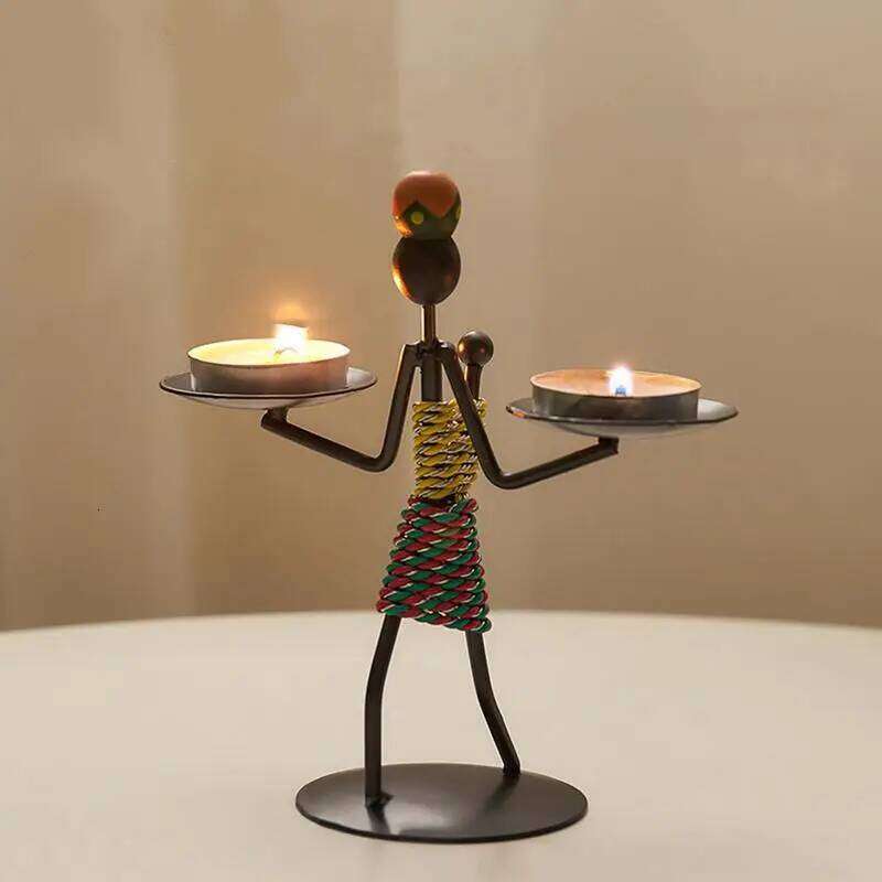 Creative Iron Candle Holder African Metal Candlesticks Wedding Christmas Decoration Home Table Living Room Ornaments XJ260305