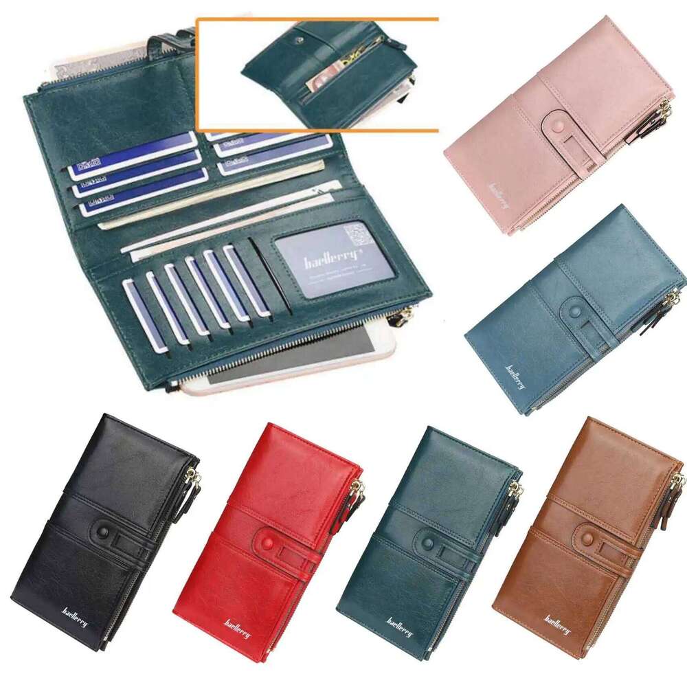 Large Capacity Double Zipper Buckle Long Leather Wallet For Women Fashion Multi-Slot Clutch Bag Vintage Card Holder Coin Purse C260304