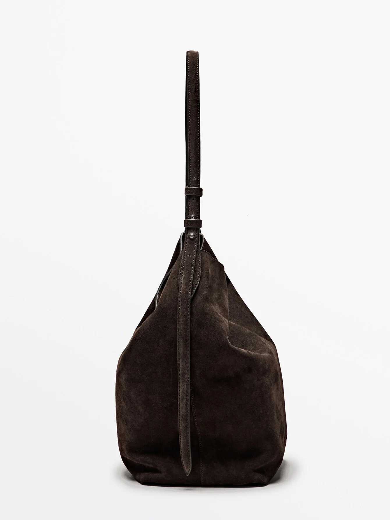 Womens single-shoulder bag suede bucket bag fashionable handbag single-shoulder bag with work wallet leather work bag H260306