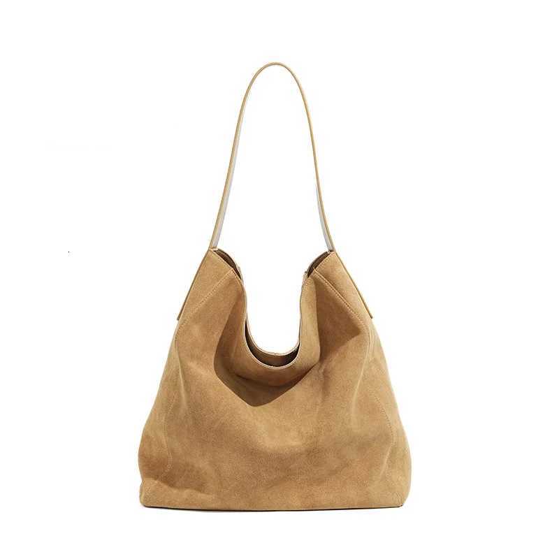 New suede velvet underarm tote bag for autumn and winter Simple large capacity first layer frosted cowhide handbag shoulder bag H260306