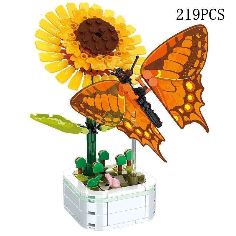 Rose Building Block Flower Eternal Bouquet Prickly Pear Model Plant Decoration Educational Toy For Kids Birthday Gift Z260306