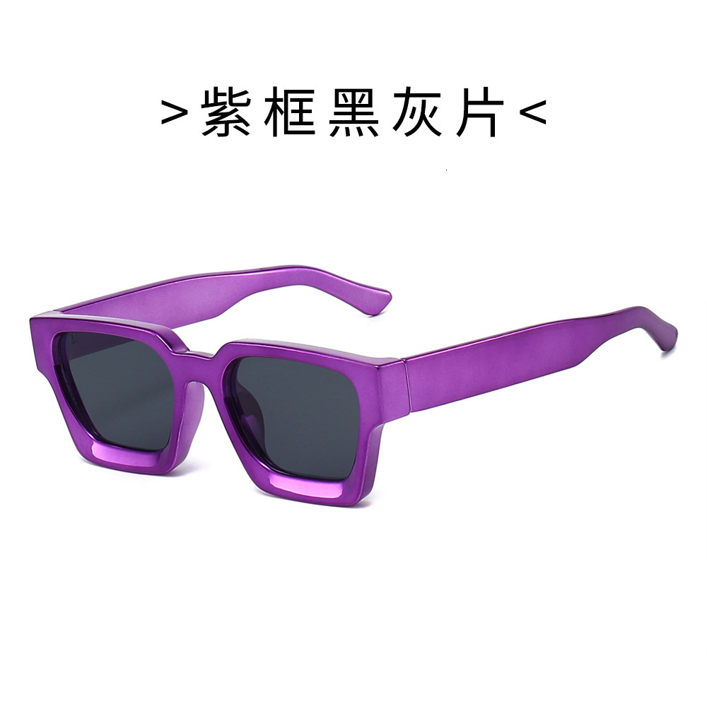 25 new models of square-frame European and American electroplated sunglasses, trendy, UV-protective, fashionable, rainbow