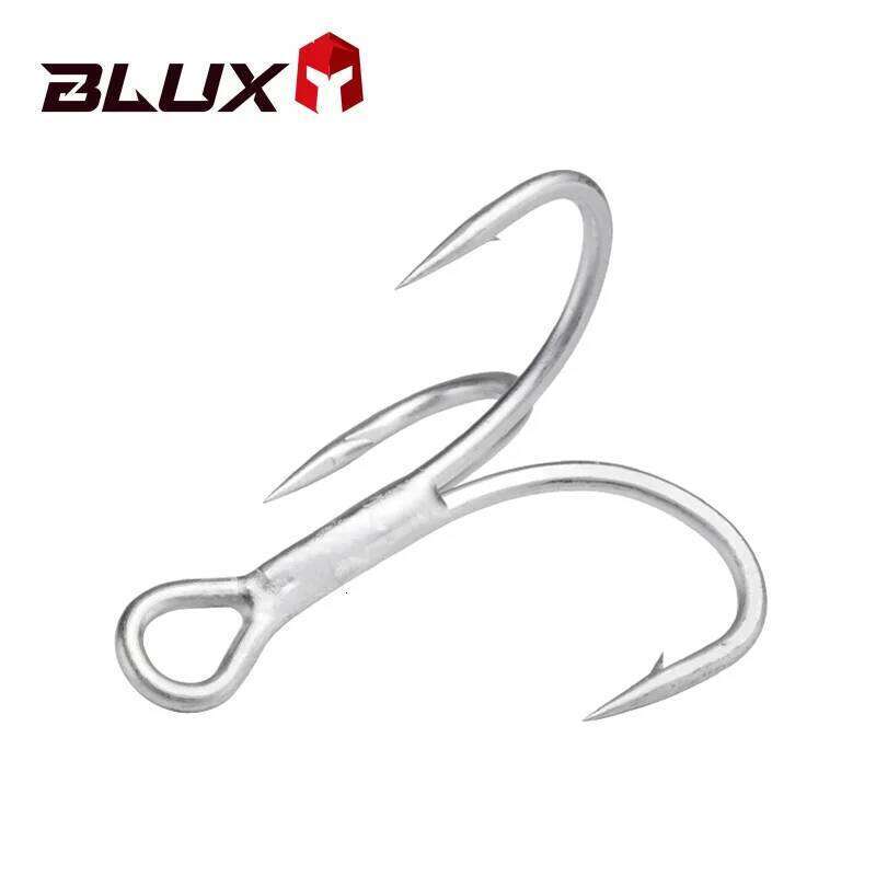 BLUX 2X Strong O'SHAUGHNESSY Treble Hooks 4# 6# 8# 10# 10pcs/lot Matt Tin Saltwater Fishing Lure Sharp Fishhook Terminal Tackle S260305