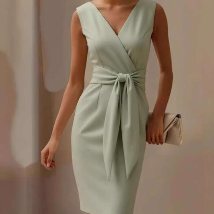 2026 Cross-border European and American Women's Clothing, Independent Website, Bow Decoration, Short Dress, Tank Dress