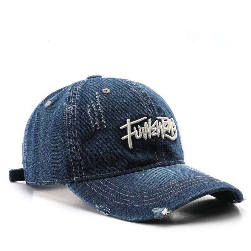 Japanese Retro Washed Denim Letter Embroidered Outdoor Sports Mens Travel Sun Hat Baseball Cap Classic Versatile Comfortable Y260304