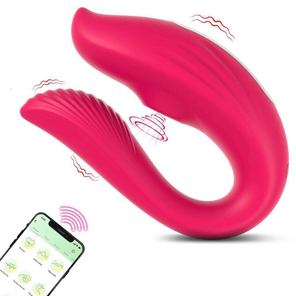 Wireless Remote Sucking Vibrator Wearable U Shaped Dildo Oral Clit Massager Dual Stimulation Adult Couple Sex Toys for Women W260305