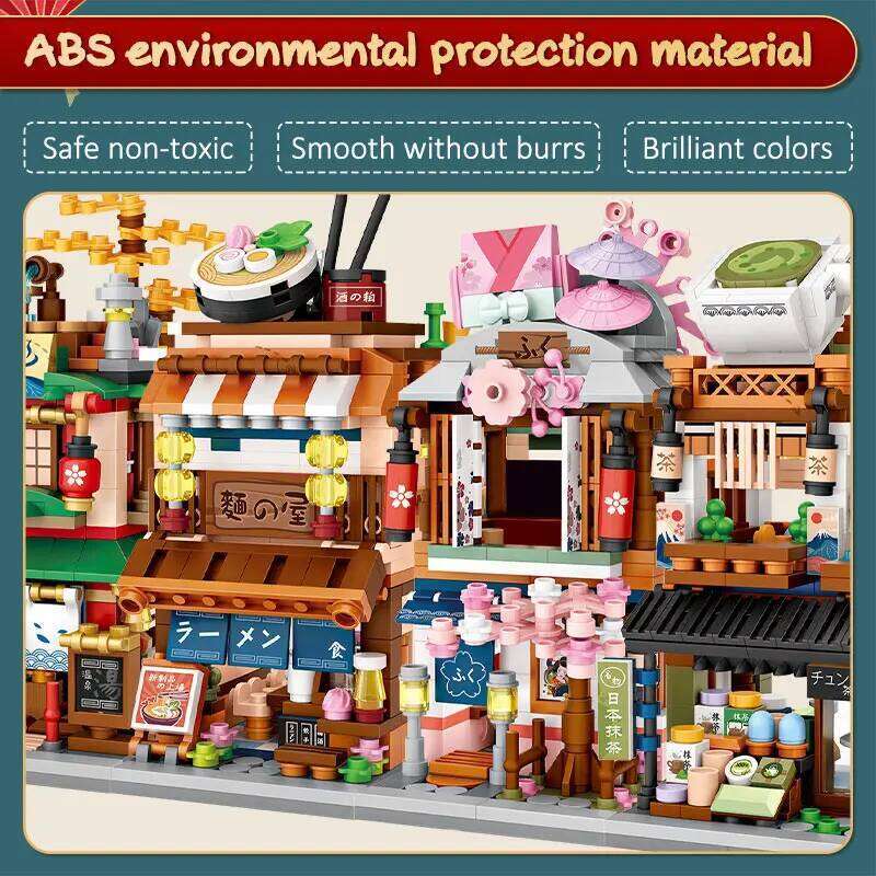 Mini City Street View Noodle Shop House Building Blocks 4 in 1 Japanese Architecture Friends Figures Bricks Toys For Children Z260305